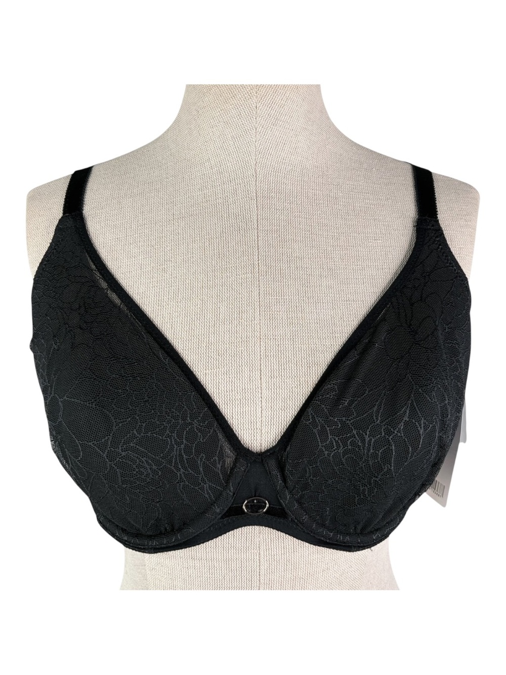 NWT Chantelle Belle Lightweight Plunge Bra sz 34DD * Black Lace Spacer Cups